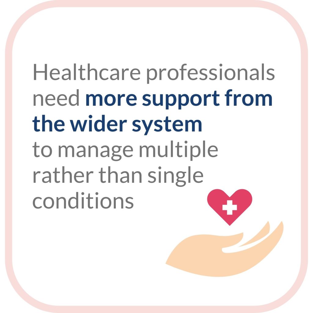 Healthcare professionals need more support from the wider system to manage multiple rather than single conditions