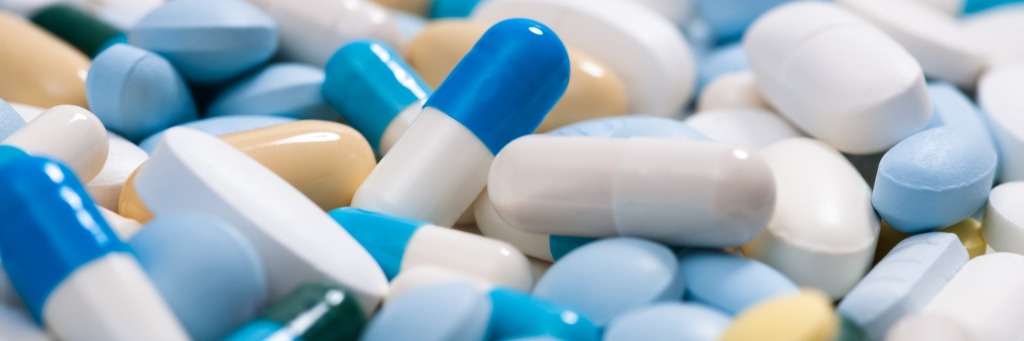 Various colourful pills and capsules.